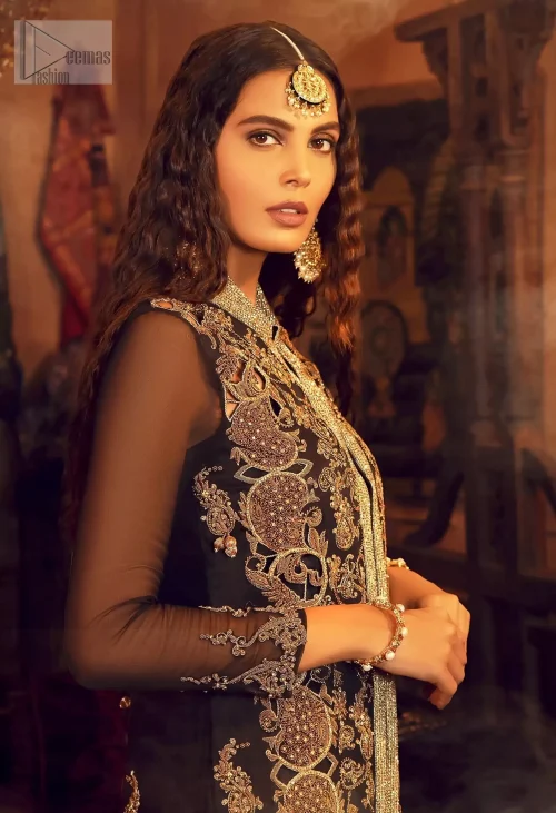 Make a bold statement with the Black Front Open Long Jacket Inner Shirt Trousers, where sophistication meets contemporary flair.