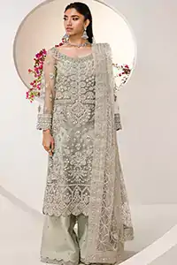 Radiate pure elegance with the Mint Long Shirt Scalloped Palazzo Pants, a perfect choice for the modern Nikah bride.