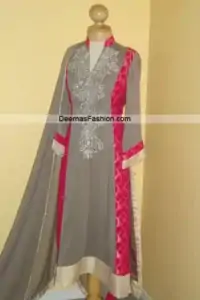 Latest Pakistani Trend - Grey Pink Frock