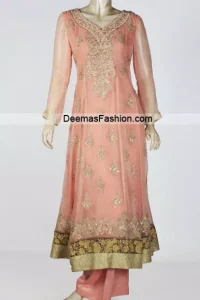 Latest Pakistani Fashion - Peach Anarkali Pishwas