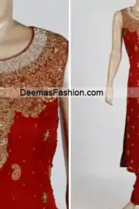 Latest Pakistani Formal Wear - Bright Red Dress
