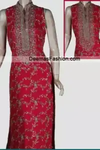 Latest Pakistani Designer Dress - Deep Red Formal Wear