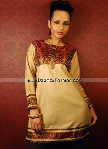 Latest Indian Fashion Beige Chiffon Kurti Shirt