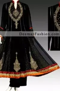 Black A-Line Anarkali Frock Trouser