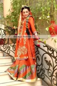 Deep Orange Bridal Mehndi Wear Sharara