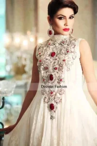 Designer Dress White Anarkali Frock
