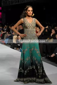 Latest Design Sea Green & Black Double Tone Pishwas