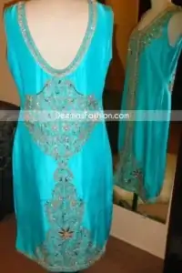 Latest Formal Trend Ferozi Designer Dress Back