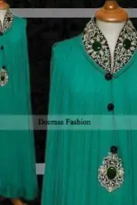 Latest Pakistani Designer Wear Sea Green Party Dress