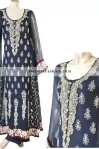 Latest Pakistani Fashion 2011 Navy Blue A-Line Dress