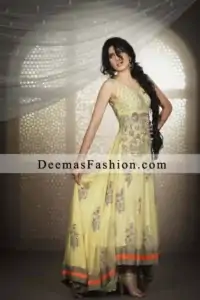 Light Yellow Classical Anarkali Pishwas