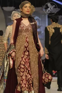 Maroon Heavy Formal Front Open Gown with Inner Shirt