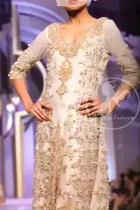 Pakistani Walima Maxi Dress - Off White Double Layer Maxi
