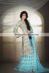Pakistani Bridal Wear Designer Dress Blue Gharara