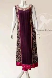 Plum Semi Formal Shirt With Embellished Panels And Trouser