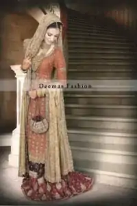 Rust Golden Deep Maroon Bridal Dress