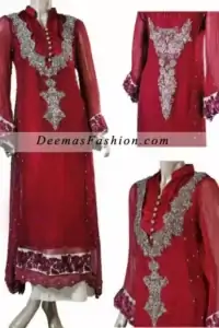 Deep Red White A-line Shirt Trouser