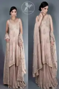 Fawnish Pink Bridal Lehnga with A-line Shirt and Embellished Dupatta