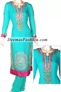 Ferozi Green Semi Formal Dress