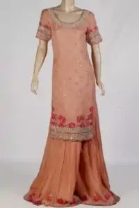 Peach-Sharara Wid Long Shirt