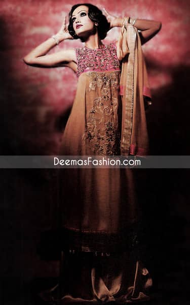 Latest Designer Wear - Brown & Shocking Pink