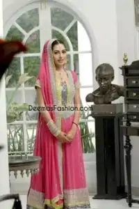 Ladies Wear Pink Anarkari Embroidered Outfit Churidar