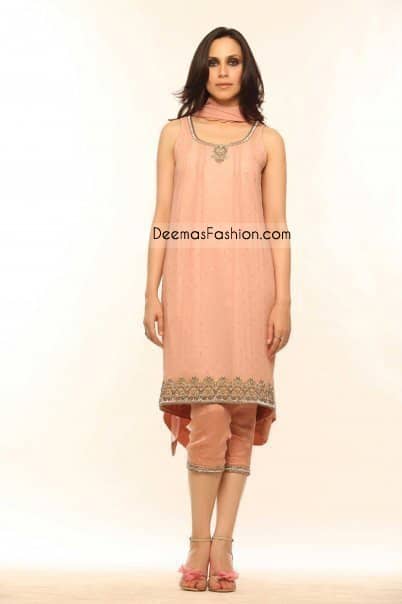 Latest Designer Wear Peach Casual Dress